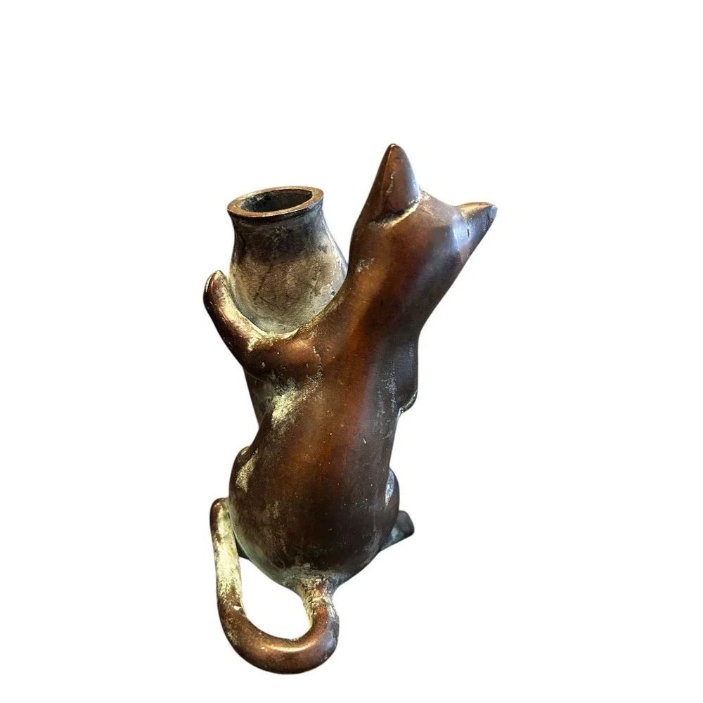 Vintage San Pacific intl‎ Bronze Cat With Milk Bottle